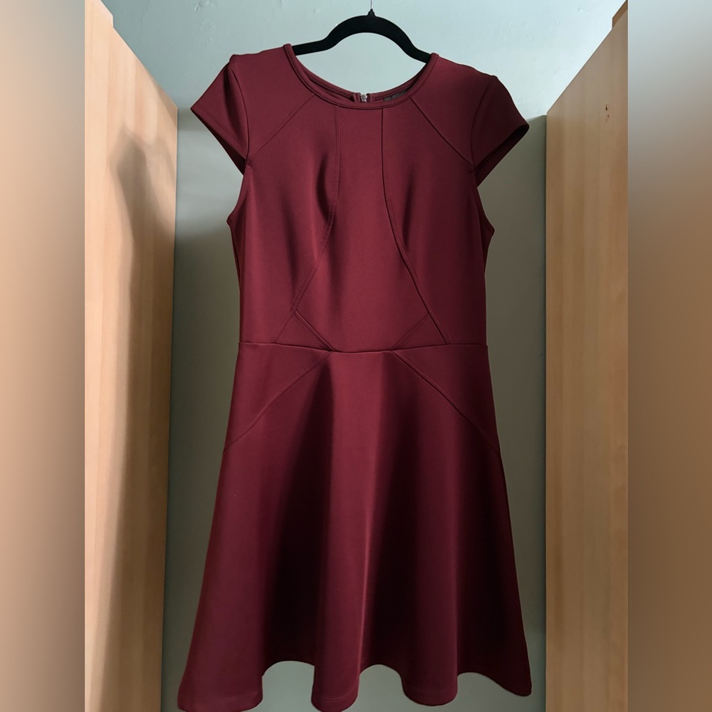 Mossimo Supply Co. Cap-Sleeve Fit & Flare Dress in Wine